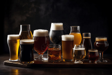 酒吧吧台上各种经典啤酒图片