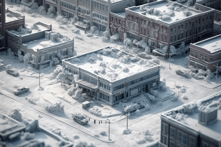 冰雪过后的城市景观3D模型图片