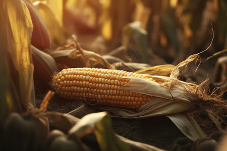 农田收货玉米背景图片