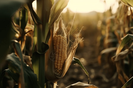 农田收货玉米特写背景图片