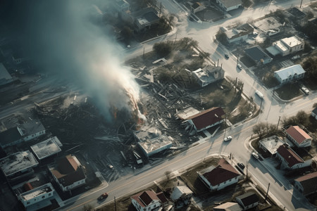 破坏龙卷风龙卷风对小镇的破坏3D概念图设计图片