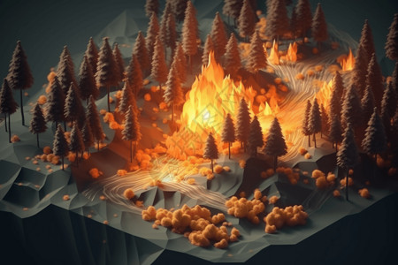 森林重点熊熊野火黏土插图背景图片