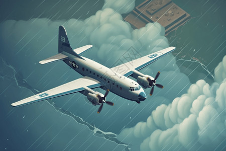 飓风飞椅飓风下的飞机概念插图插画