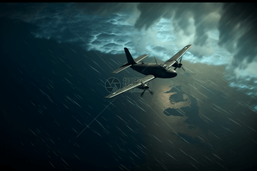 飓风下的飞机3D概念图图片