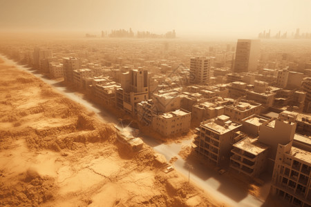 沙尘暴后的城市黏土模型高清图片