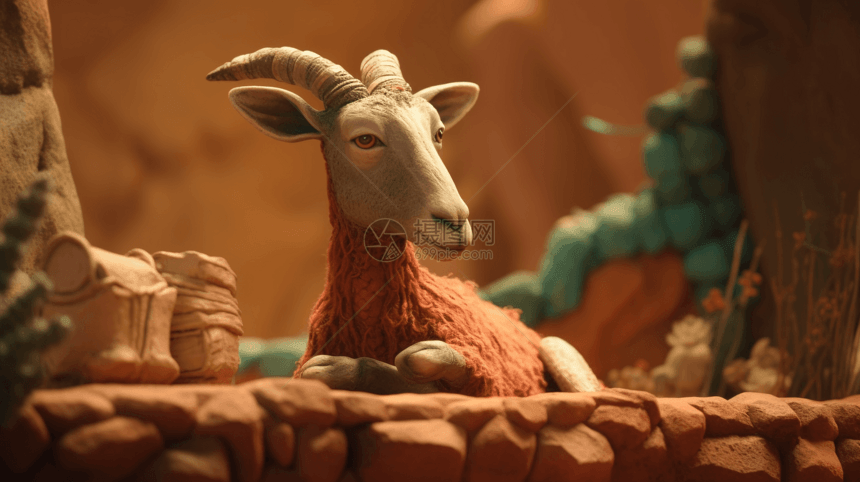 山羊创意3D黏土模型图片