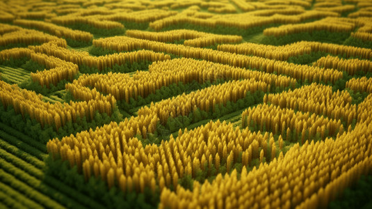 绿色的玉米地乡村玉米地立体概念图设计图片