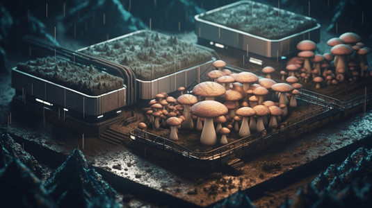未来派蘑菇农场黏土模型图片