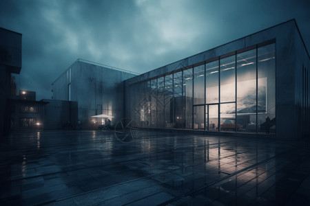 外观透明的美术馆背景图片
