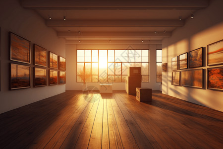 美术馆的日落背景图片