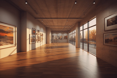 日落时美术馆背景图片