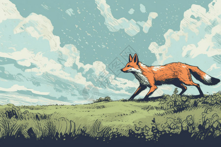 草地的狐狸图片
