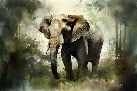 丛林下大象背景图片