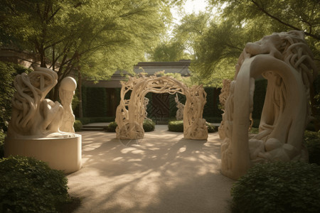 雕塑花园的中景图片