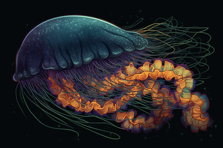 黑暗的海洋水母背景图片