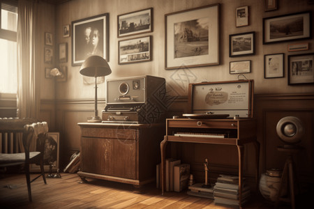 老式电唱机背景图片