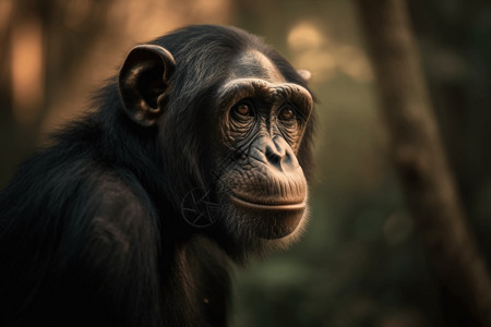 森林黑猩猩动物模糊的特写高清图片