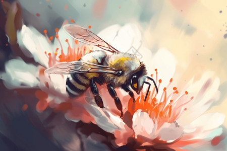 勤劳采蜜的蜜蜂高清图片