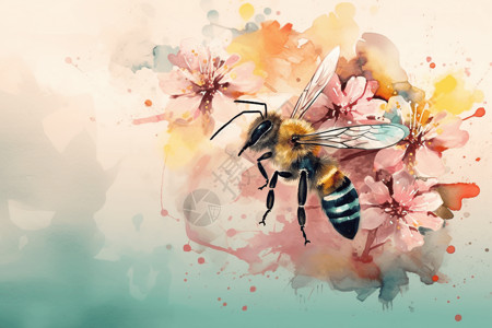 水彩蜜蜂勤劳蜜蜂插画