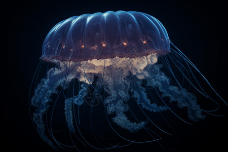 深海中水母背景图片