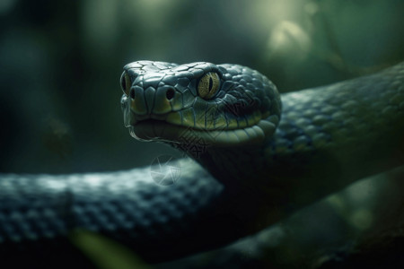森林里的蛇蛇的头部高清图片