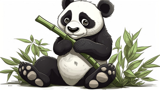 一只黑白熊猫背景图片