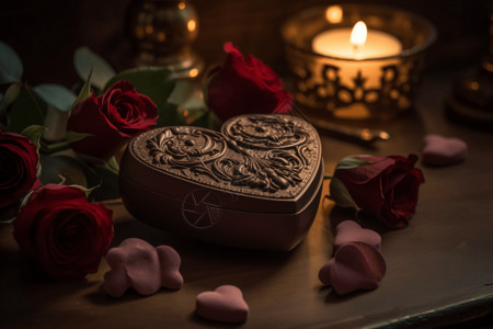 玫瑰情人节巧克力盒高清图片