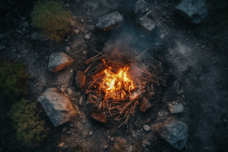 野外柴火堆野外生火篝火背景