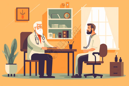 讨论病情医生和病人之间的对话插画