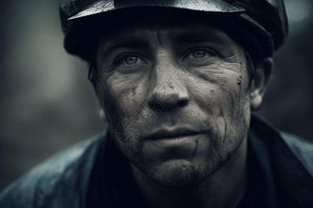 满脸疲惫的煤矿工人图片