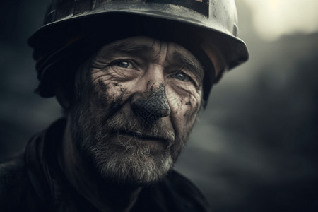 年迈的煤矿工人背景图片