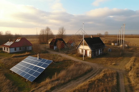 乡村安装的太阳能板图片