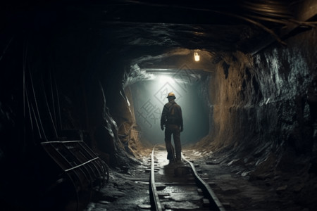 昏暗隧道里的铁路图片