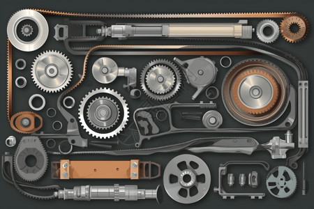 齿轮平面素材汽车零件插画