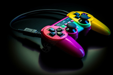 USB连接电脑彩色游戏手柄设计图片