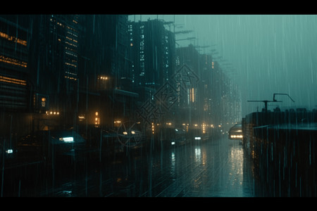 下雨的城市图片