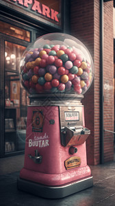3D商店商店前面的泡泡糖机背景