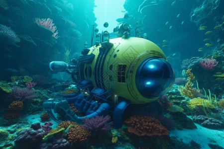 珊瑚礁华丽的水下机器人设计图片
