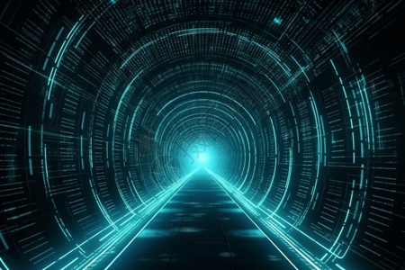 具有数字数据流的未来隧道图片