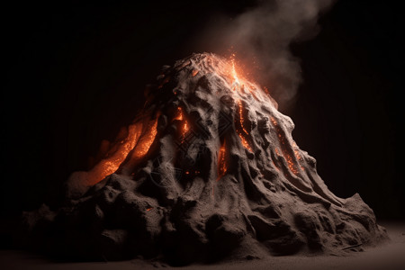 火山灾害喷发3D泥塑高清图片