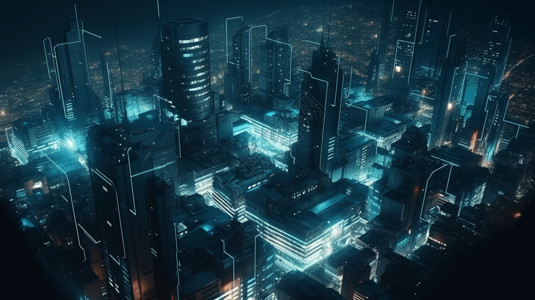 科技派未来城市鸟瞰图背景图片