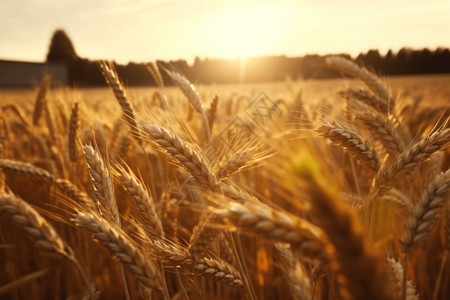 日落时小麦种植场景图片