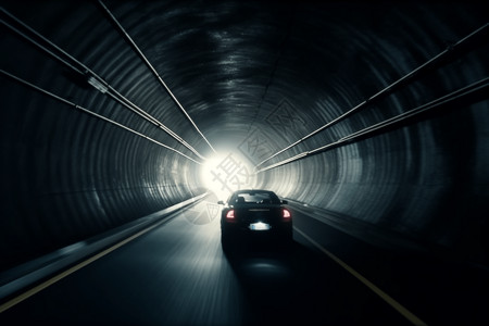 汽车驶过黑暗的隧道背景图片