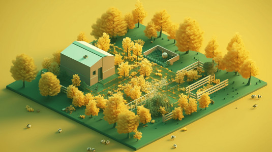 未来化蜂场的3D创意插图背景图片