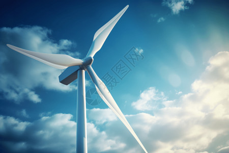 风力电力蓝天下创意涡轮机设计图片