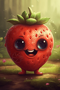草莓表情水果一个可爱的小草莓插画