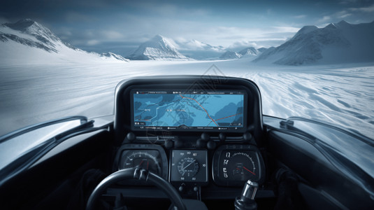 雪地车中的GPS导航系统图片