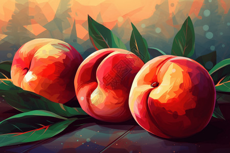 甜油桃成熟的桃子插画