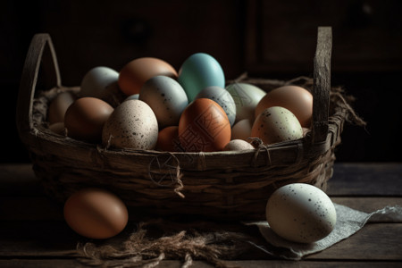 一篮子农场新鲜的鸡蛋图片
