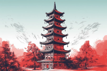多层建筑的中国宝塔图片